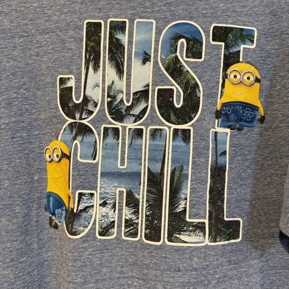 Despicable Me Minion Made XXL T-Shirt Blue Just Chill Short Sleeve Tropical Logo - Picture 2 of 6